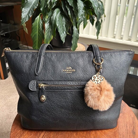 New POM POM LEOPARD Bag Charm Tan Gold Tone Hardware - Picture 5 of 7